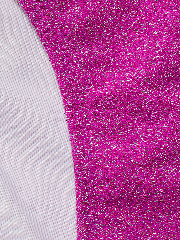 PINK Shimmer Brazilian Bikini Bottom, Dahlia Magenta, detail, 5 of 5