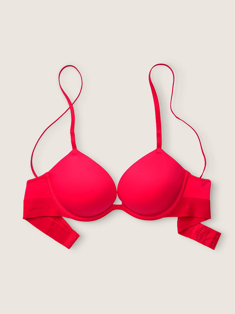 PINK Wear Everywhere Wear Everywhere Super Push-Up Bra, Red Pepper, offModelFront, 4 of 5