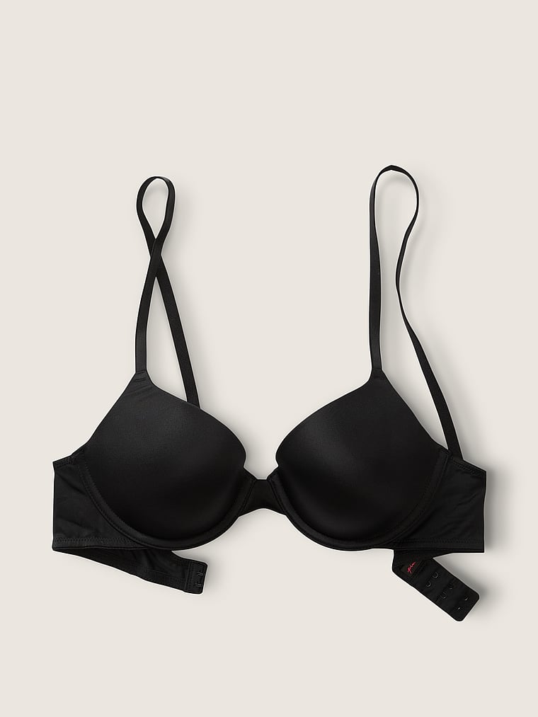 PINK Wear Everywhere Lightly Lined T-Shirt Bra, Pure Black, offModelFront, 2 of 4