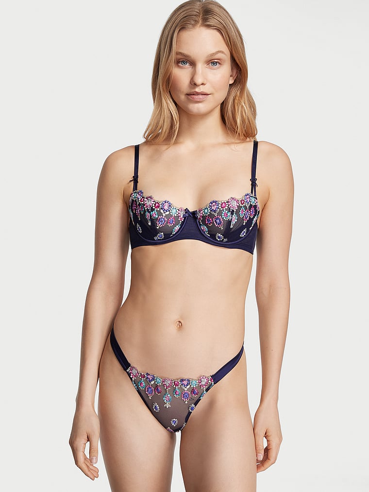 Wicked Unlined Bejweled Embroidery Balconette Bra