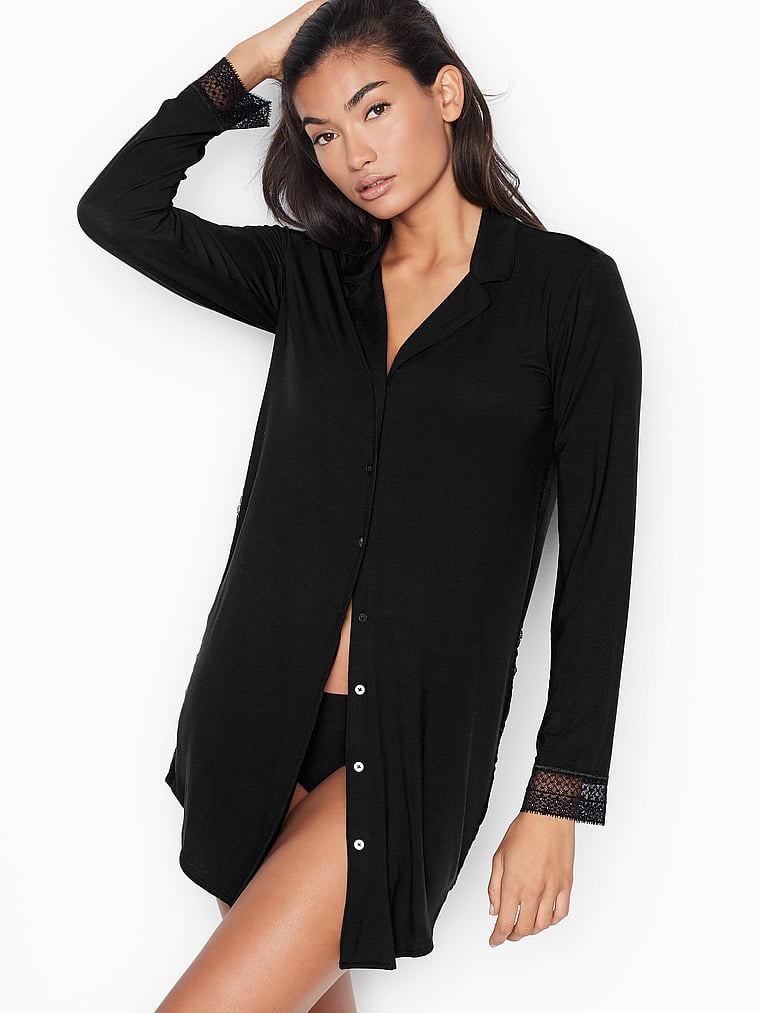 Modal Button-down Sleepshirt - Victoria 