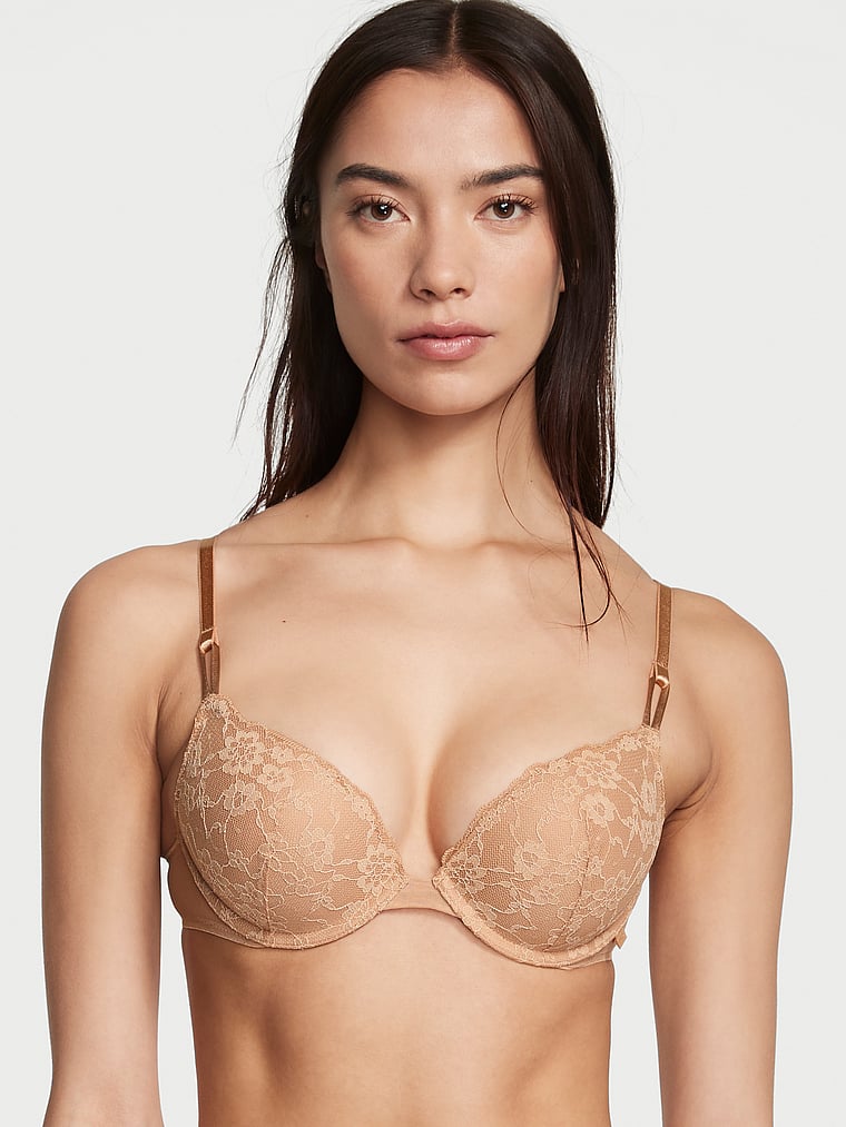 Victoria's Secret Very Sexy Push-up Bra Red Lace Front Close 32DD