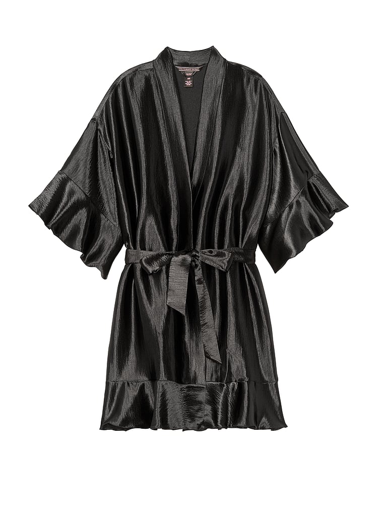 Buy Textured Satin Flounce Kimono Robe, - Order undefined online ...