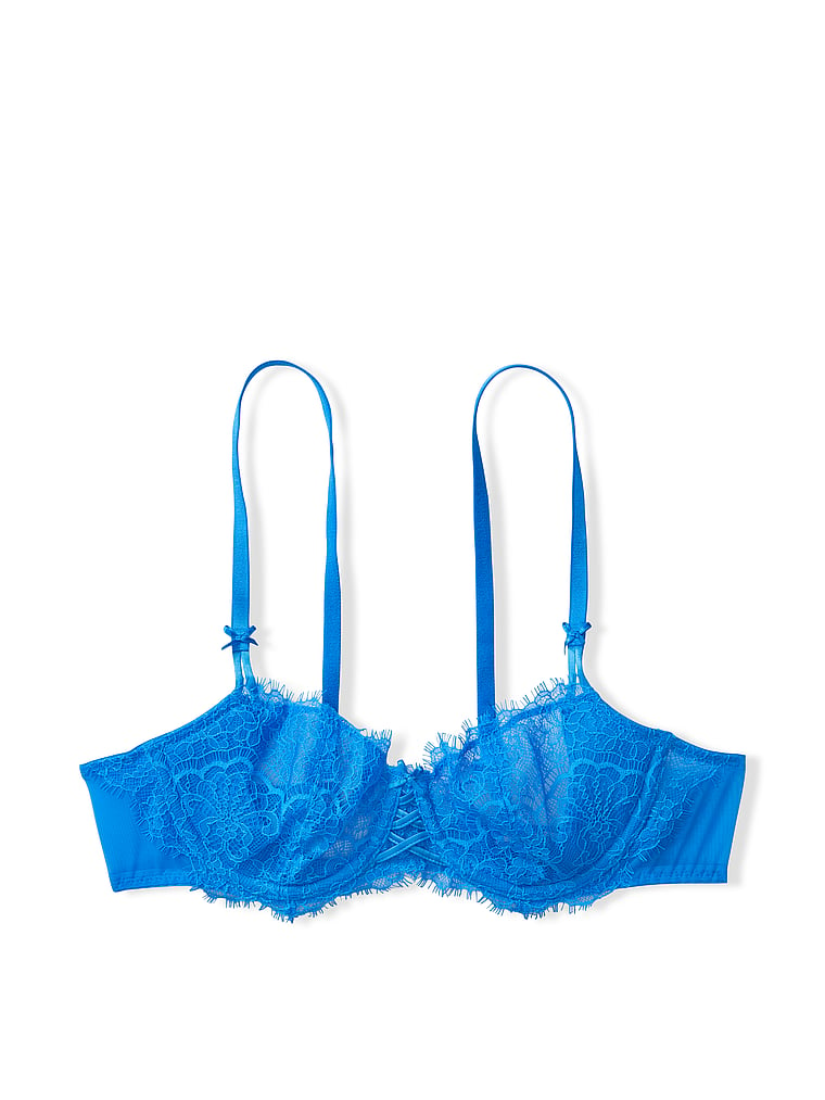NWT Victoria's Secret Dream Angels Unlined Balconet Bra 34D Brazilian M Blue Set