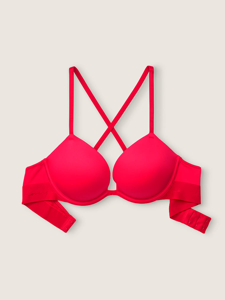 PINK Wear Everywhere Wear Everywhere Super Push-Up Bra, Red Pepper, offModelBack, 5 of 5