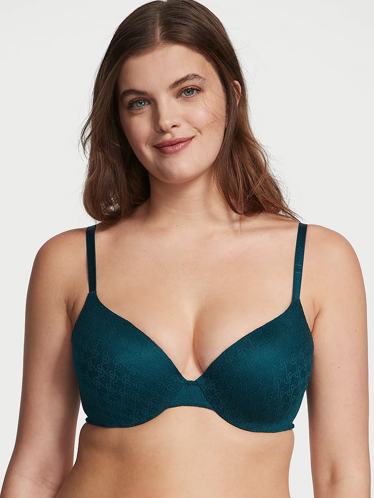 Victoria's Secret, Very Sexy Icon by Victoria’s Secret Demi Bra, Deepest Green, onModelFront, 3 of 4 Cleirys is 5'10" or 178cm and wears 34B or Small