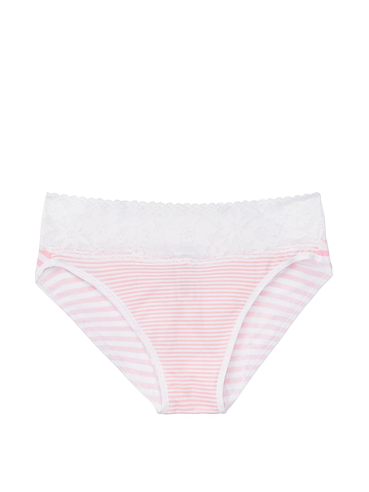 VictoriasSecret Stretch Cotton Lacewaist Highleg Brief Panty