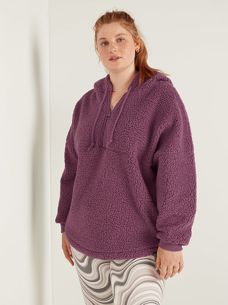 Varsity Sherpa Half-Zip Pullover - Apparel - PINK