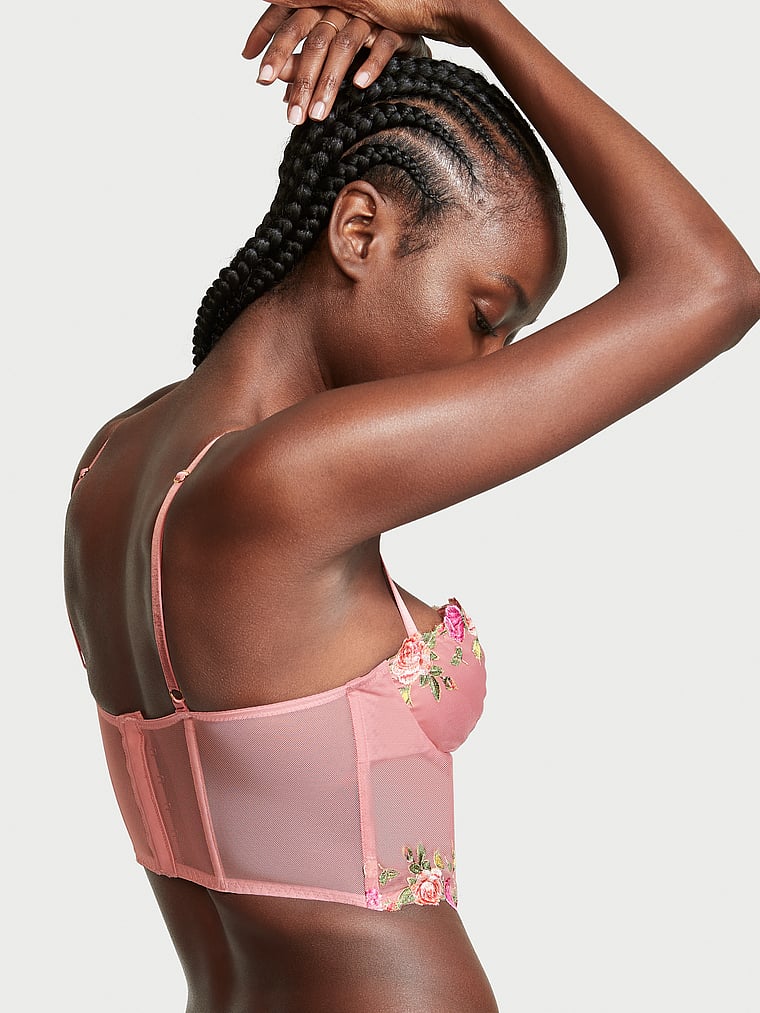 Unlined Rose Embroidered Corset Top 