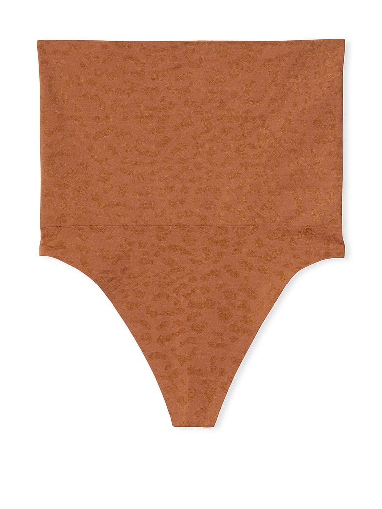 Victoria's Secret, Victoria's Secret High-Waist Seamless Thong Panty, Brown, offModelFront, 3 of 4