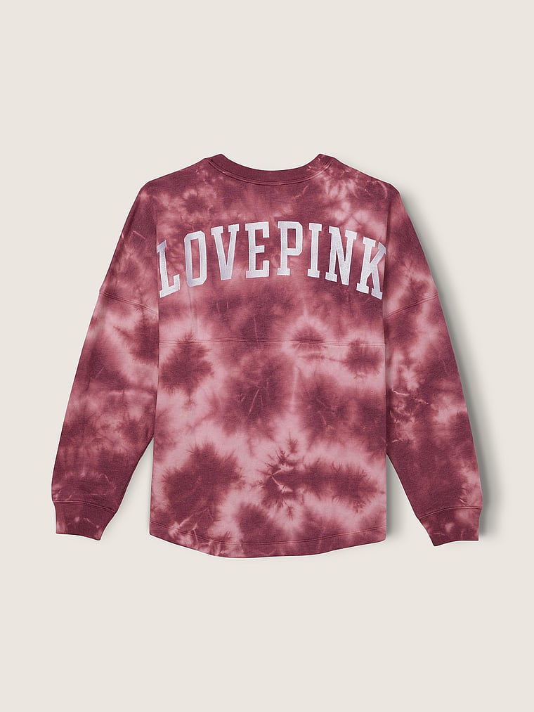 Victorias Secret PINK Bling Holographic Colorblock Varsity Crew Tunic Sweatshirt 