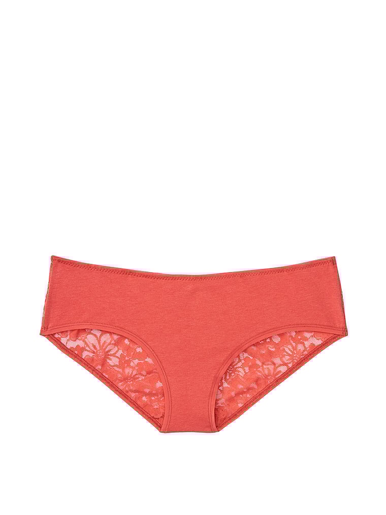 VictoriasSecret Stretch Cotton Lace Ruchedback Hiphugger Panty