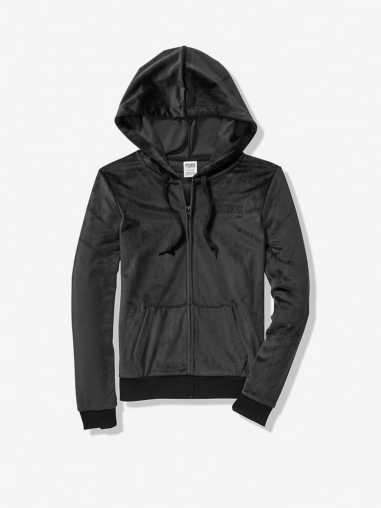 pink velour zip hoodie