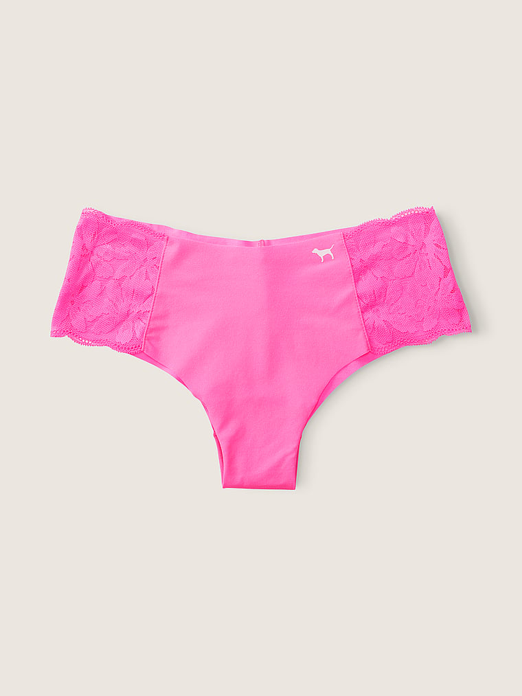 No-Show Lace Trim Cheekster Underwear PINK