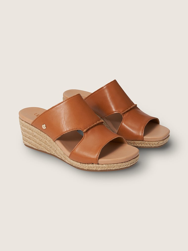Ugg Women's EIRENE Wedge Sandal, Tan Leather, 10