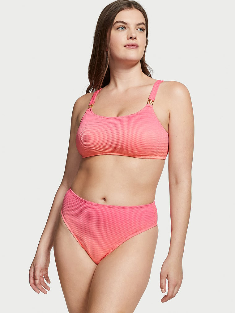 Victoria's Secret Swim Women's The Wave High-waist Cheeky Bikini Bottom (Pink Dip Dye)