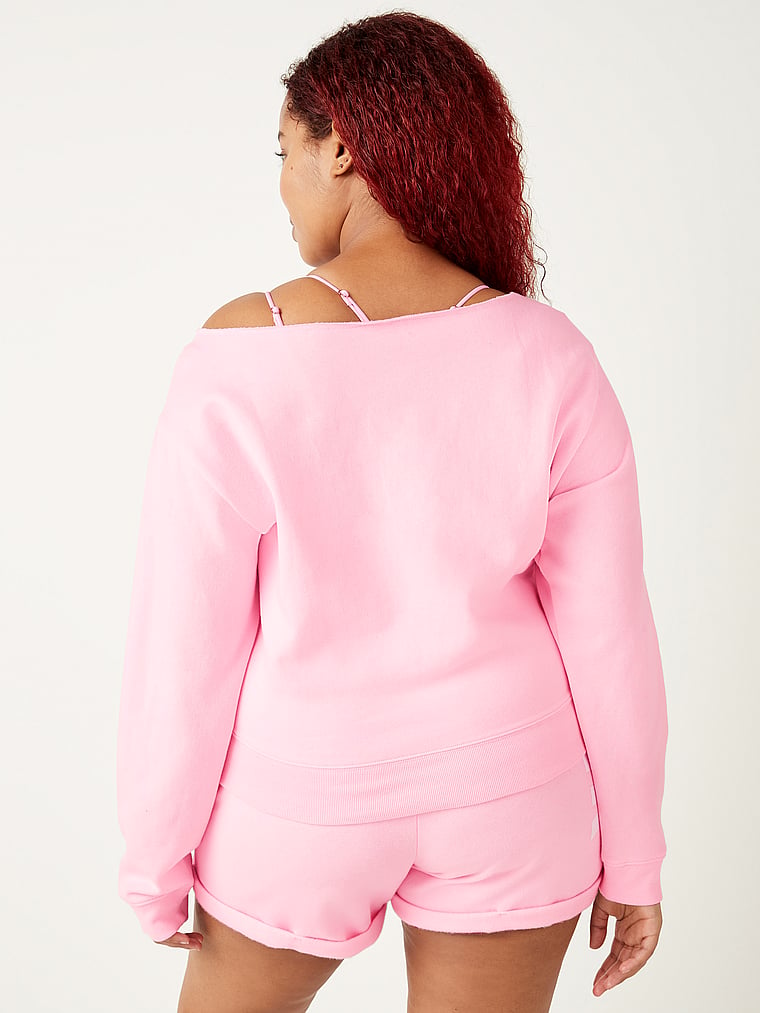 Fleece Cropped Sweatshirt - PINK - pink
