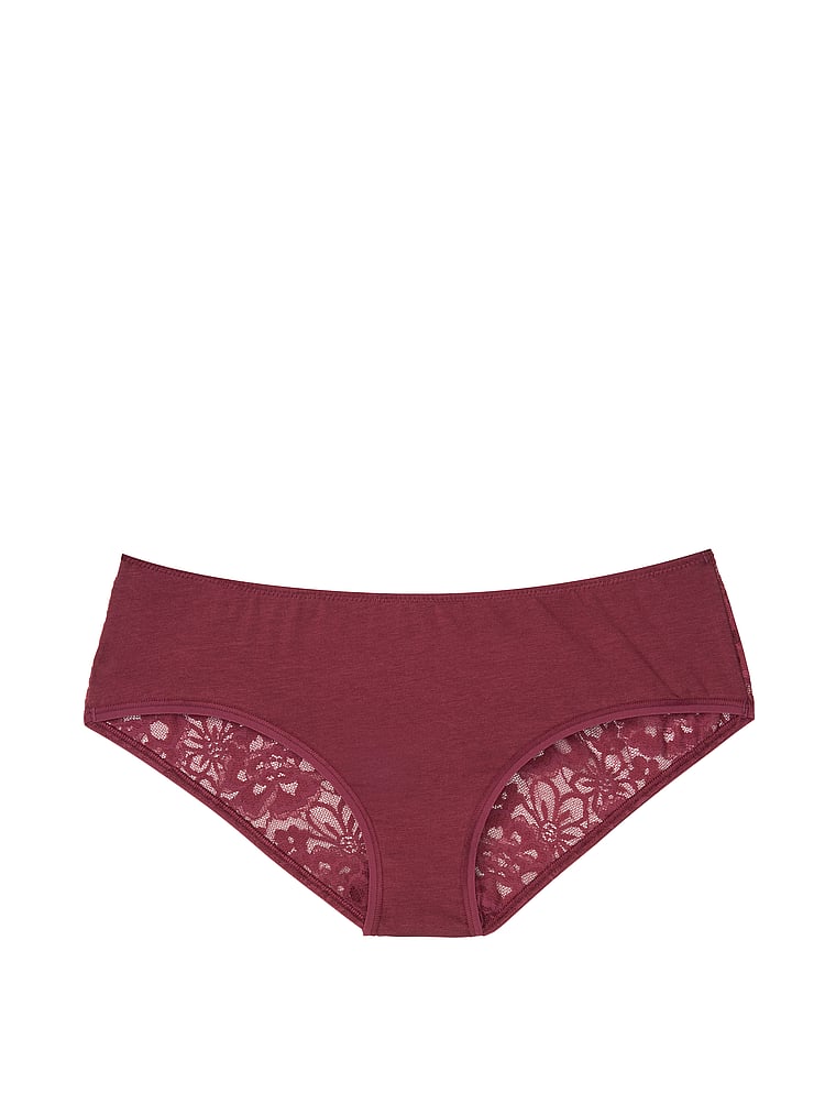 VictoriasSecret Stretch Cotton Lace Ruchedback Hiphugger Panty