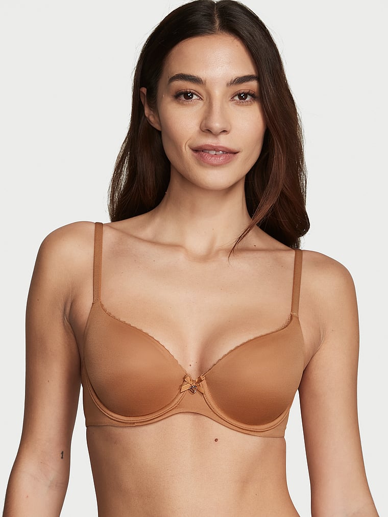 Victoria's Secret, Body by Victoria Smooth Lightly Lined Demi Bra, Toffee, onModelFront, 1 of 4 Rocio is 5'9" and wears 34B or Small