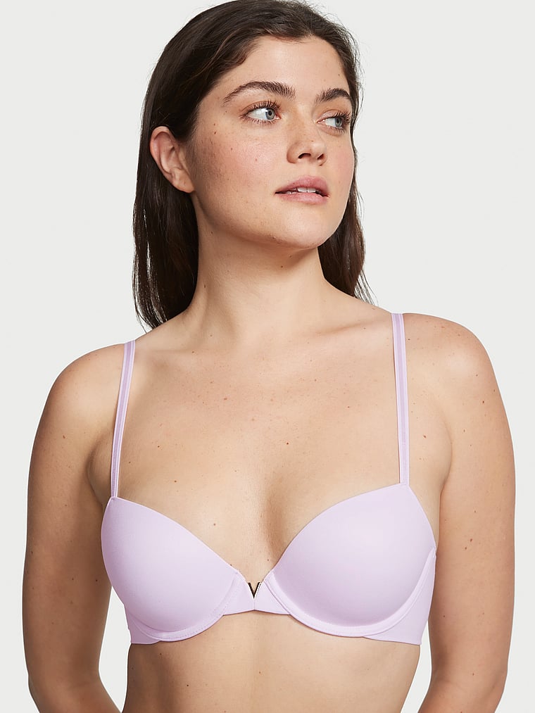 Victoria's Secret, Love Cloud Smooth Lightly Lined Demi Bra, Perfume, onModelFront, 1 of 4 MK is 5'9" and wears 34B or Small