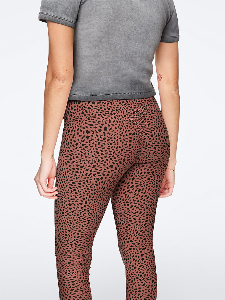Ruched Back Cotton Legging - PINK - pink