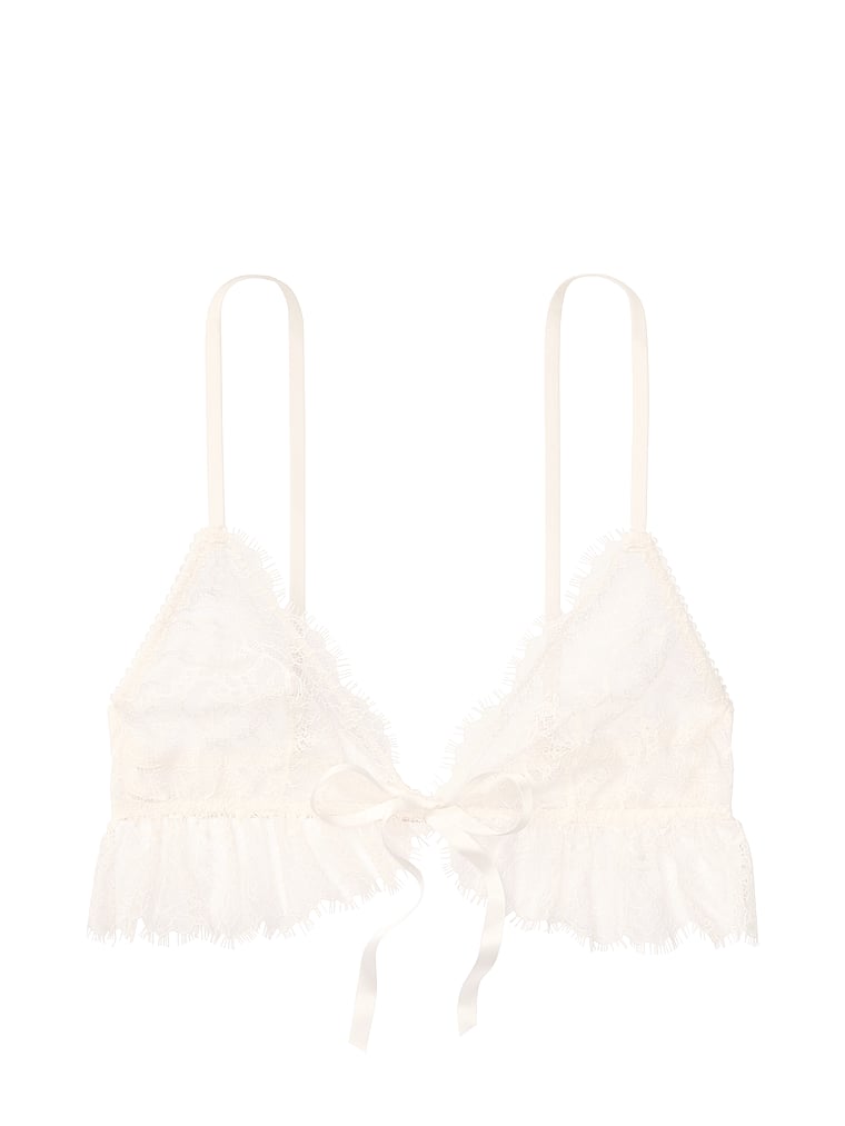 Victoria's Secret, Dream Angels Unlined Triangle Bralette, Coconut White, offModelFront, 4 of 4
