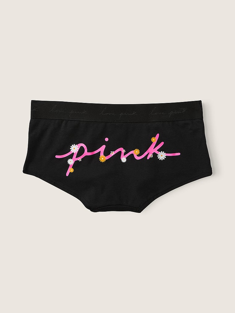 PINK Logo Boyshort Panty, Pure Black Butt Hit, offModelBack, 4 of 4