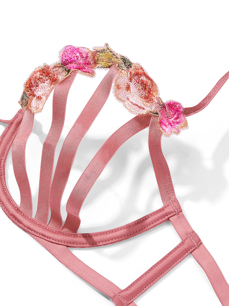 Rose Embroidered Open Cup Balconette 