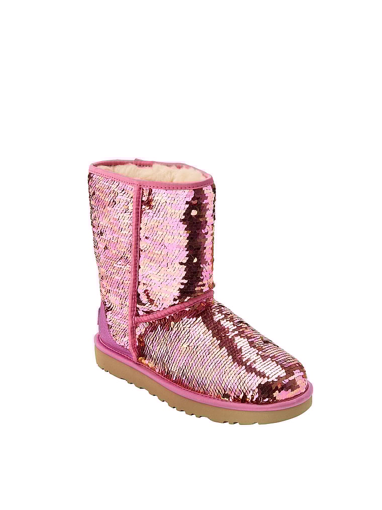 ugg classic short sequin boot pink