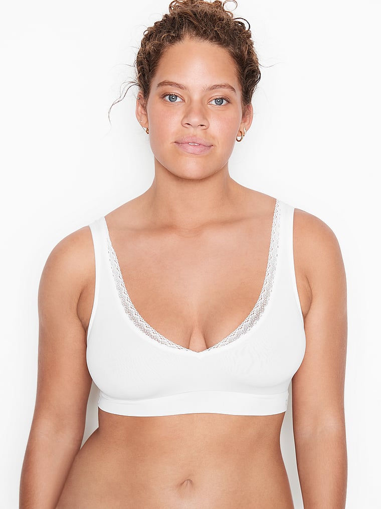 Victoria's Secret, Victoria's Secret new Renew by Victoria Lounge Unlined  Bra, White/Ivory, onModelFront, 1 of 3