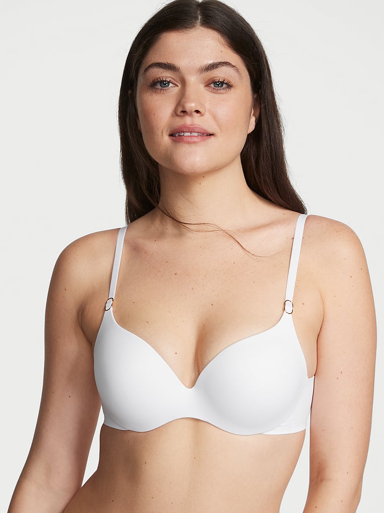 Victoria's Secret, Love Cloud Perfect Shape Incredible Push-Up Bra, VS White, onModelFront, 1 of 3 MK  is 5'9" or 175cm and wears 34B or Small