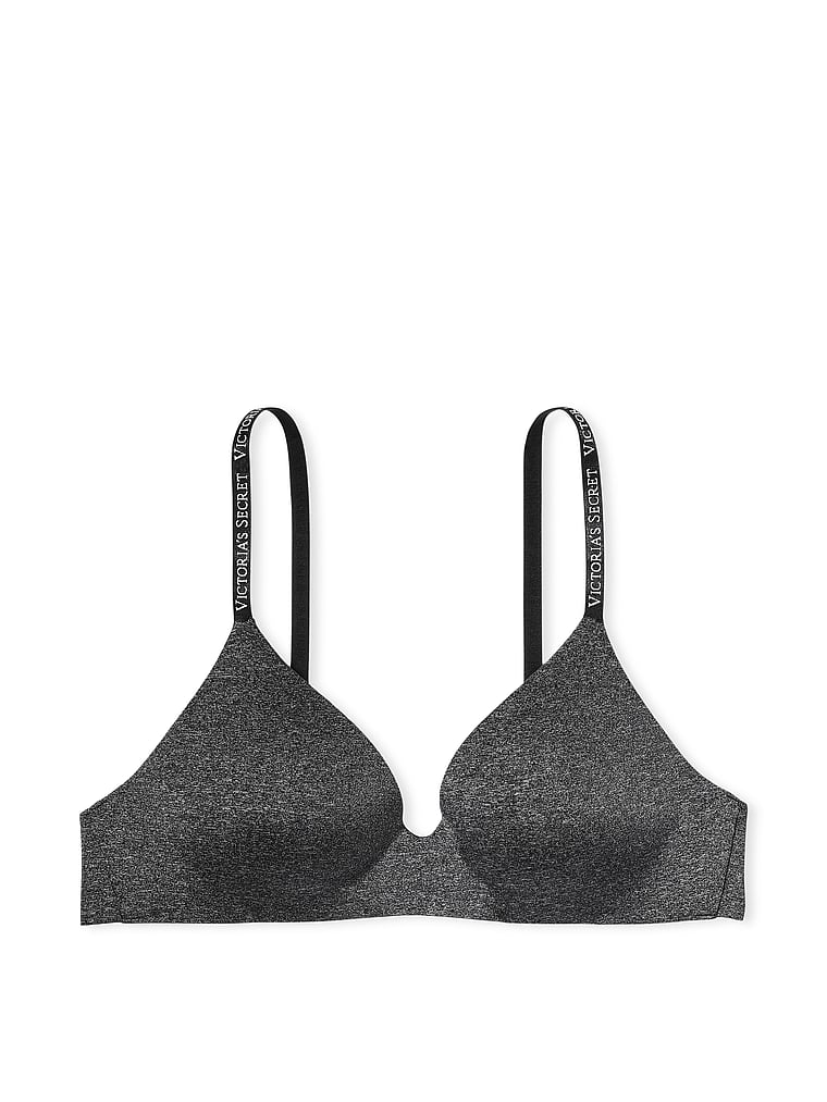 Victoria's Secret, The T-shirt Lightly-Lined Wireless Bra, Black, offModelFront, 3 of 3