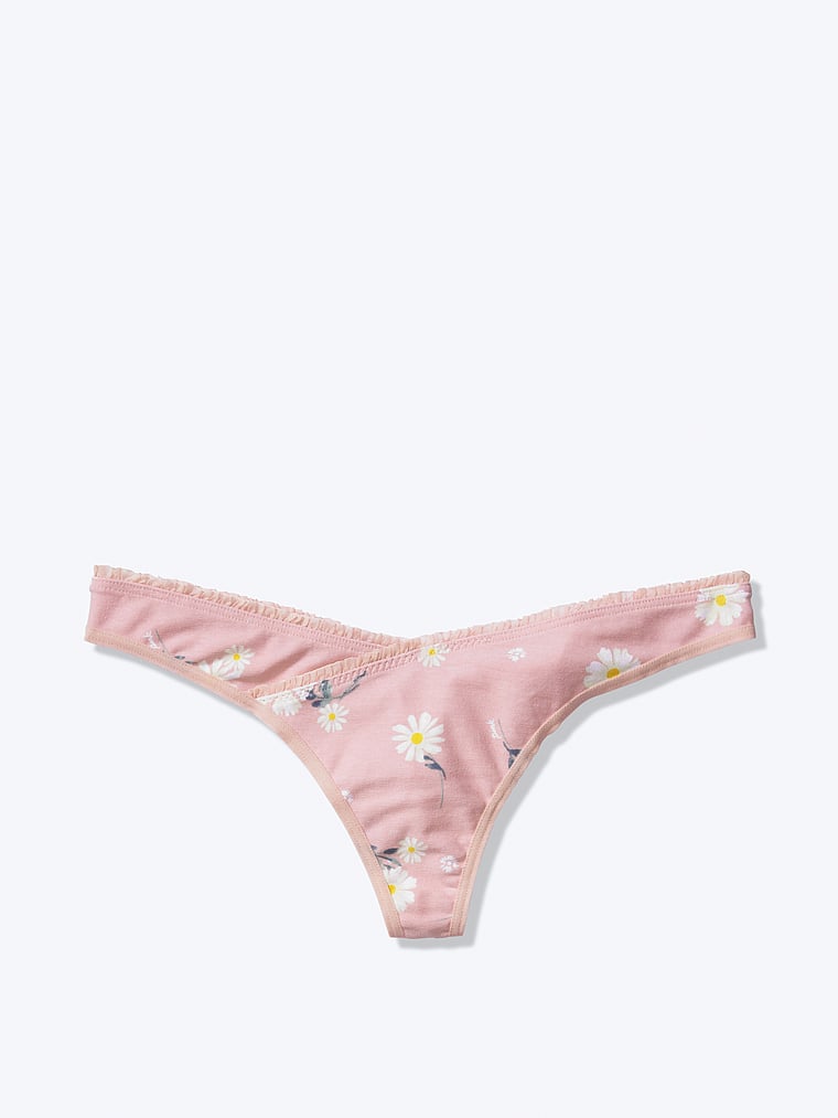 Pink cotton ruffle thong Clearance