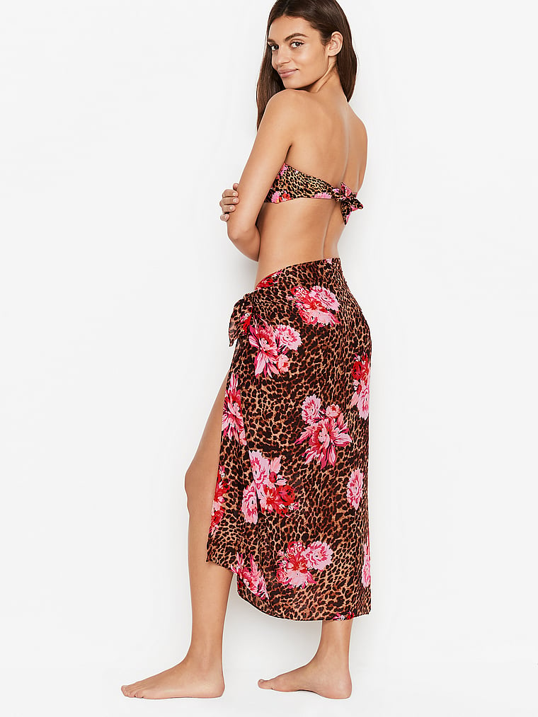 Victoria's Secret Sarong Cover-up, VS Cheetah Peony Graphic, featured, 1 of 3