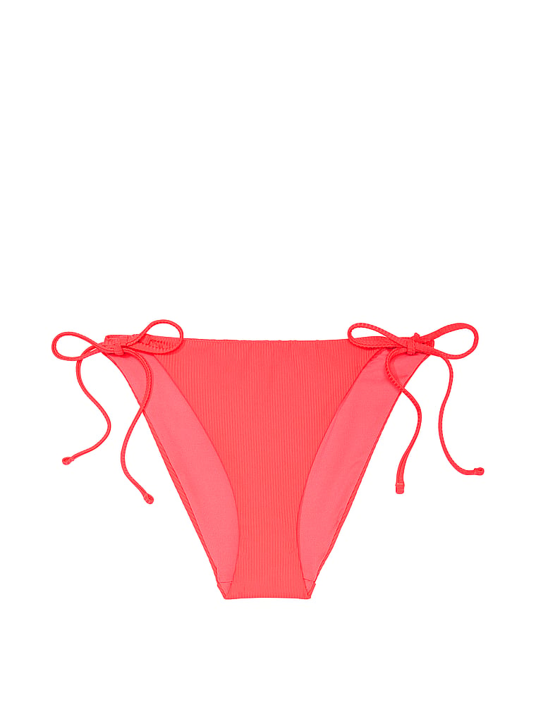 Victoria's Secret, Victoria's Secret Swim Mix-and-Match String Bikini Bottom, Coral Blaze, offModelFront, 3 of 4