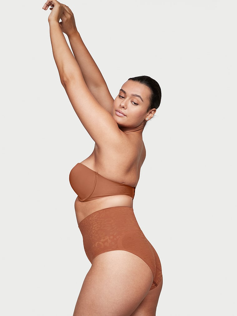 Victoria's Secret, Victoria's Secret High-Waist Seamless Brief Panty, Brown, onModelBack, 2 of 4