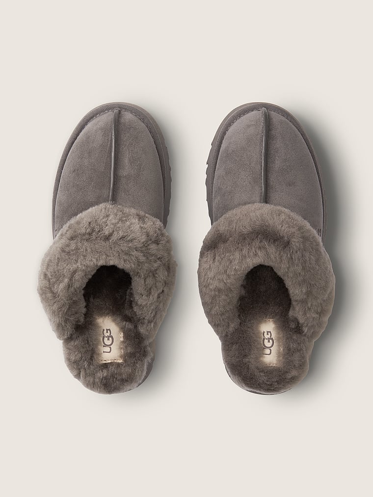 UGG® Disquette Slippers, Grey, offModelBack, 2 of 3