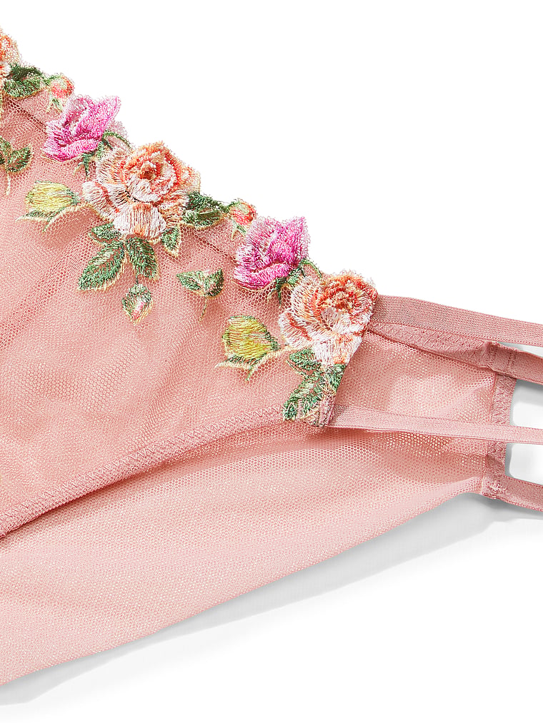 Rose-Embroidered String Bikini Panty 