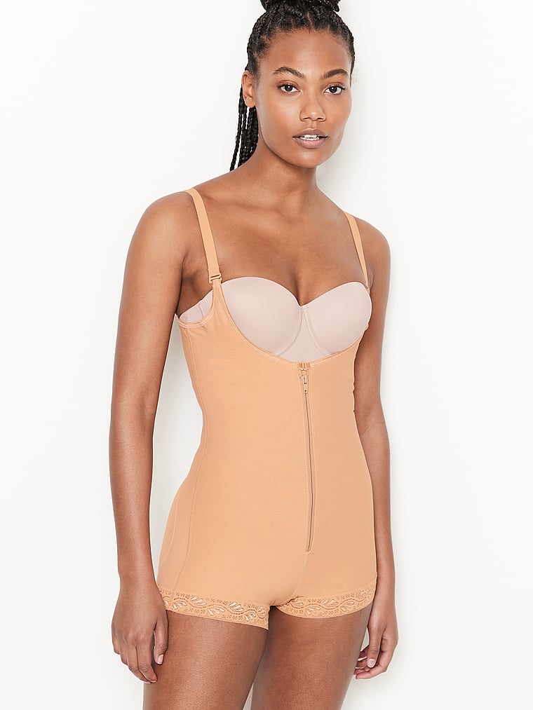 Victoria's Secret, Leonisa Shapewear  Extra-firm Compression Open Bust Body Shaper, Cognac, onModelSide, 1 of 7