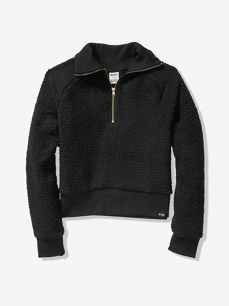 sherpa half zip pink