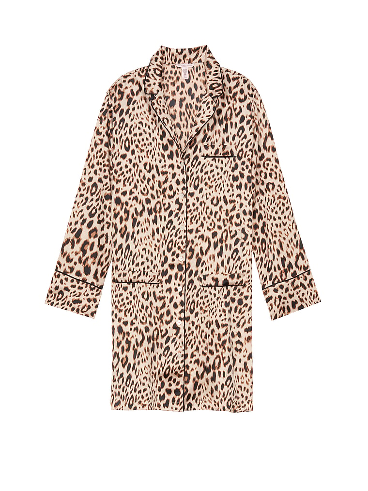 Satin Button-down Sleepshirt - Victoria 