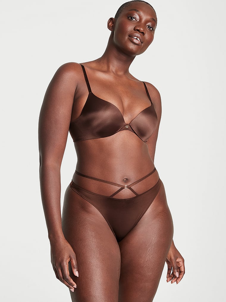 Victoria's Secret, Very Sexy So Obsessed Push-Up Bra, Ganache, onModelSide, 1 of 4 Abbey is 5'10" and wears 34DD (E) or Medium