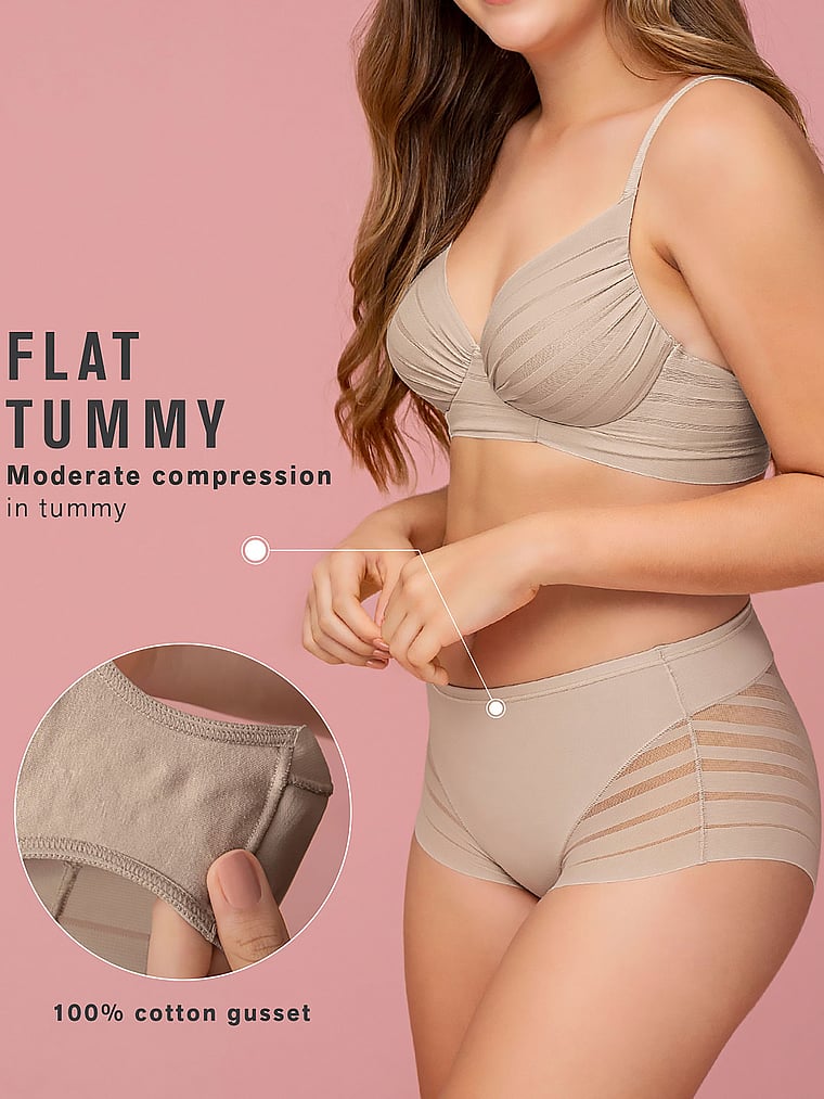 Victoria's Secret, Leonisa Shapewear Moderate Compression Undetectable Contouring Panty, Ivory, offModelBack, 3 of 5