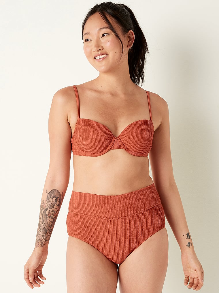 Crinkle High-Waist Shortie Bikini Bottom