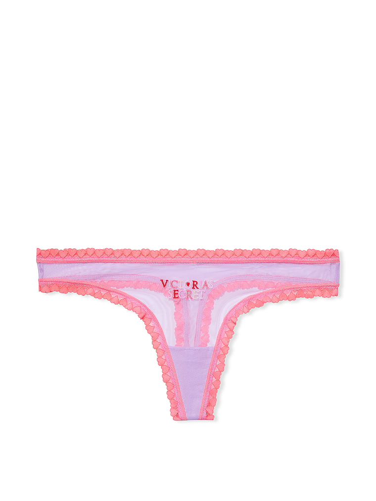 Victoria's Secret PINK Thong Panties Gray Rainbow Candy OS Small Medium Large XL