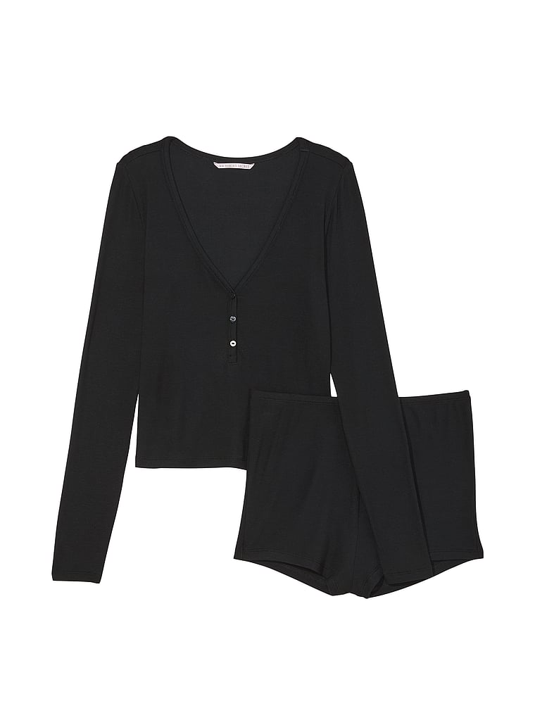 Ribbed Modal Henley Short Set