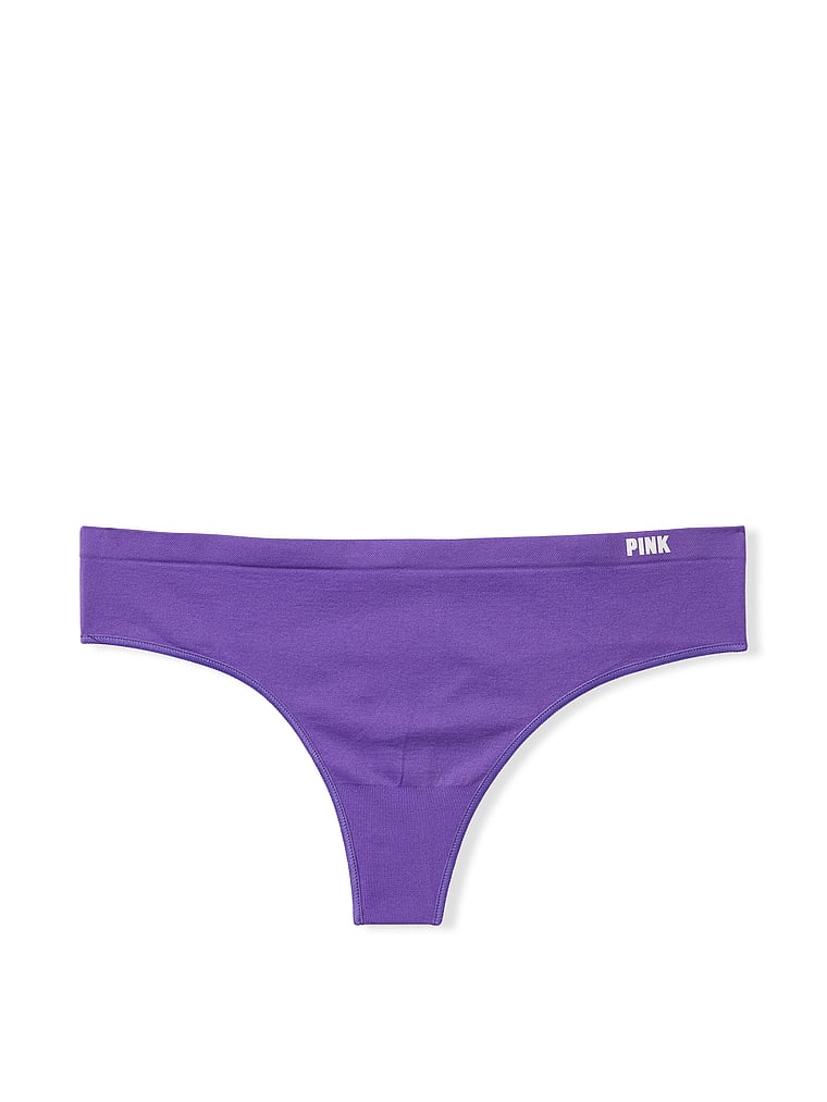PINK Seamless Thong Panty, Passion Purple, offModelFront, 1 of 1