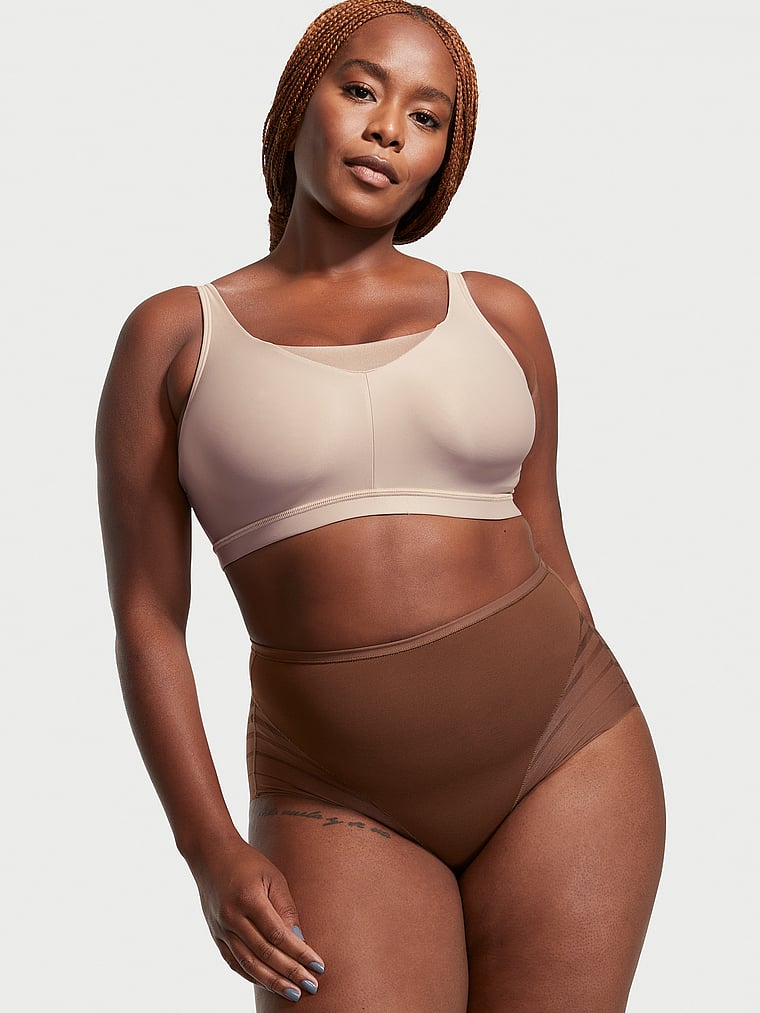 Victoria's Secret, Leonisa Shapewear Moderate Compression Undetectable Contouring Panty, Deep Brown, onModelSide, 3 of 3