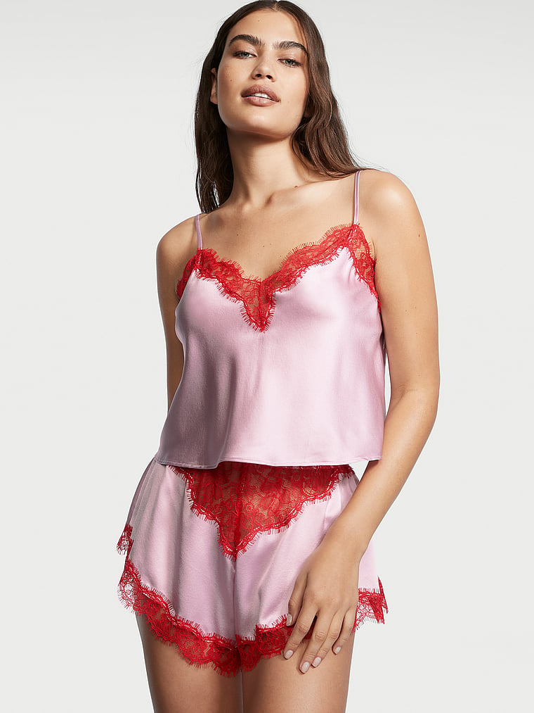 Cropped Silk \u0026 Lace Cami Set - Victoria 