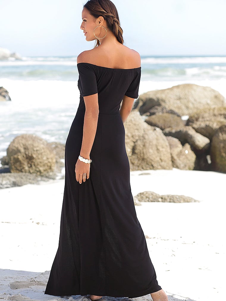 Victoria's Secret, Lascana Off-Shoulder Maxi Dress, Black, onModelBack, 2 of 3